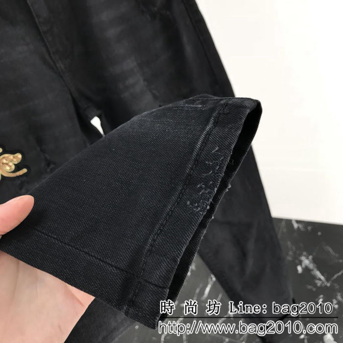DＧ杜嘉班納 18ss秋冬新款 金絲線皇冠 水洗破洞 男款牛仔褲 ydi1490